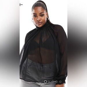 ASOS Black Blouse with Tie Details